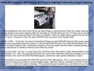 NASCAR's Daytona 500 Racecar #34 Ford to Highlight Chem-Dry