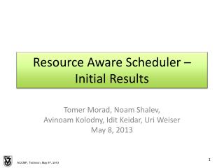 Resource Aware Scheduler – Initial Results