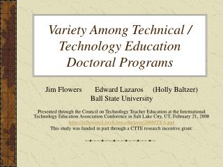 Variety Among Technical / Technology Education Doctoral Programs