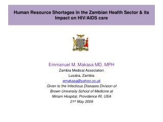 Human Resource Shortages in the Zambian Health Sector & its Impact on HIV/AIDS care