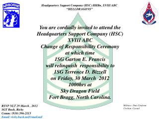 PPT - You are cordially invited to attend the Headquarters Support ...