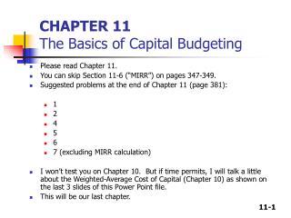 CHAPTER 11 The Basics of Capital Budgeting