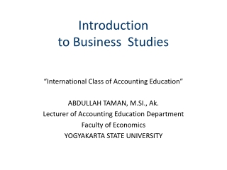 Introduction to Business Studies