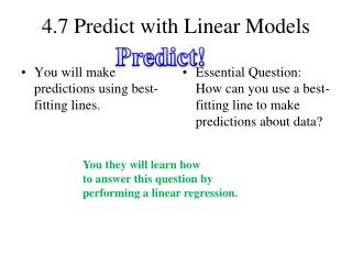 4.7 Predict with Linear Models