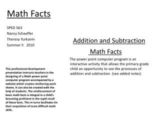 Addition and Subtraction Math Facts