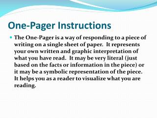 One-Pager Instructions