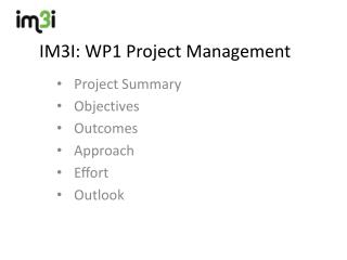 IM3I: WP1 Project Management