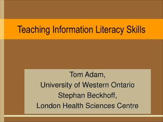 Teaching Information Literacy Skills