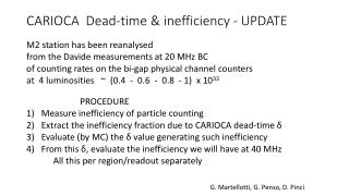 CARIOCA Dead-time & inefficiency - UPDATE