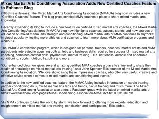 Mixed Martial Arts Conditioning Association Adds New Certifi