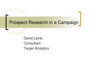 Prospect Research in a Campaign