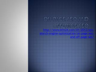 On-Page SEO and Off-Page SEO