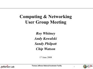 Computing & Networking User Group Meeting