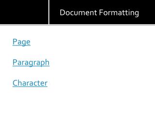 Page Paragraph Character