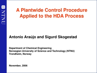 A Plantwide Control Procedure Applied to the HDA Process