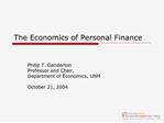 The Economics of Personal Finance