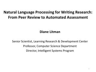 Natural Language Processing for Writing Research: From Peer Review to Automated Assessment