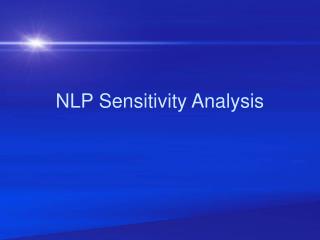 NLP Sensitivity Analysis
