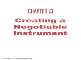 Creating a Negotiable Instrument