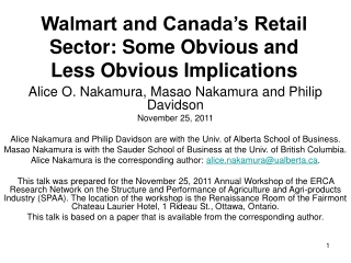Walmart and Canada’s Retail Sector: Some Obvious and Less Obvious Implications