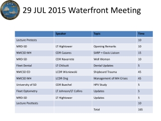 29 JUL 2015 Waterfront Meeting