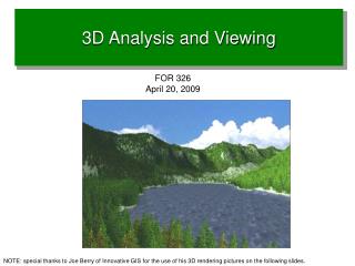 3D Analysis and Viewing