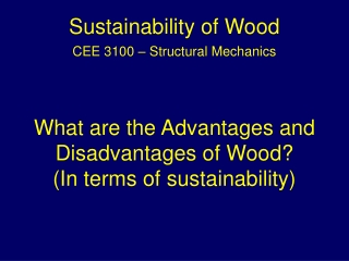 Sustainability of Wood