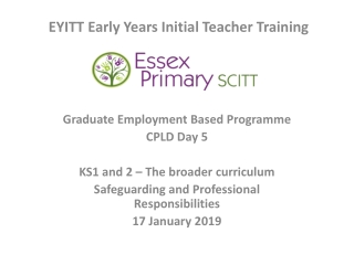 Graduate Employment Based Programme CPLD Day 5 KS1 and 2 – The broader curriculum
