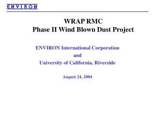 WRAP RMC Phase II Wind Blown Dust Project