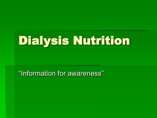 Dialysis Nutrition