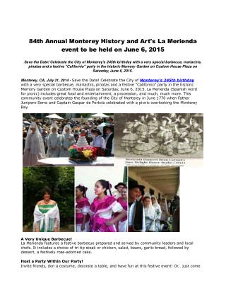 84th Annual Monterey History and Art's La Merienda event to