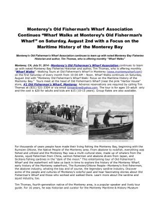 Monterey's Old Fisherman’s Wharf Association Continues “Whar