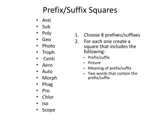 Prefix/Suffix Squares