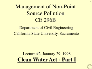 Management of Non-Point Source Pollution CE 296B