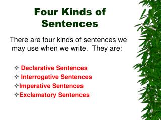 PPT - Four Kinds Of Sentences PowerPoint Presentation, Free Download ...