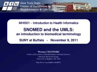 Werner CEUSTERS Center of Excellence in Bioinformatics and Life Sciences Ontology Research Group