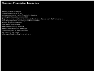 Pharmacy Prescription Translation