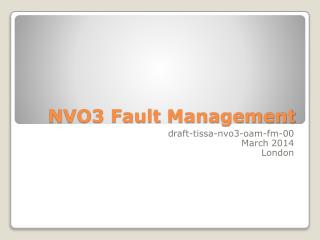 NVO3 Fault Management