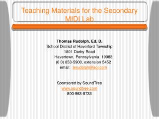 Teaching Materials for the Secondary MIDI Lab