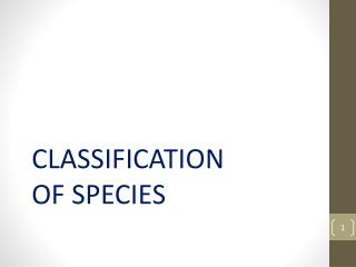 CLASSIFICATION OF SPECIES