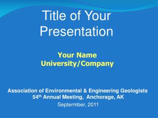 Title of Your Presentation