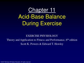 Chapter 11 Acid-Base Balance During Exercise