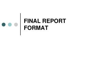FINAL REPORT FORMAT