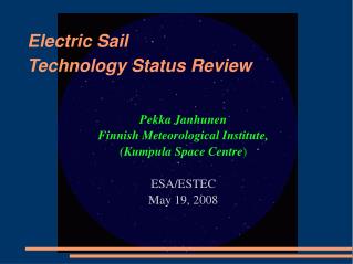 Electric Sail Technology Status Review
