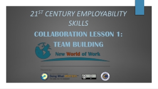 21 st Century Employability Skills Collaboration Lesson 1: Team Building