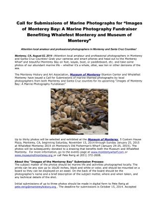 Call for Submissions of Marine Photographs