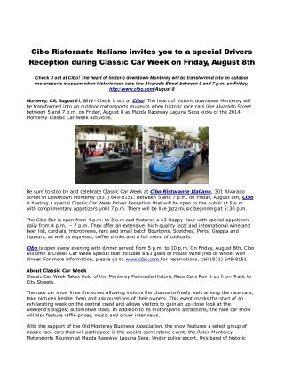 Cibo Ristorante Italiano invites you to a special Drivers