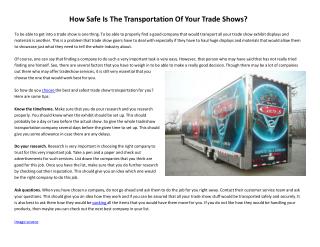 How Safe Is The Transportation Of Your Trade Shows?