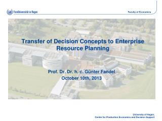 Transfer of Decision Concepts to Enterprise Resource Planning