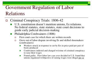 Government Regulation of Labor Relations